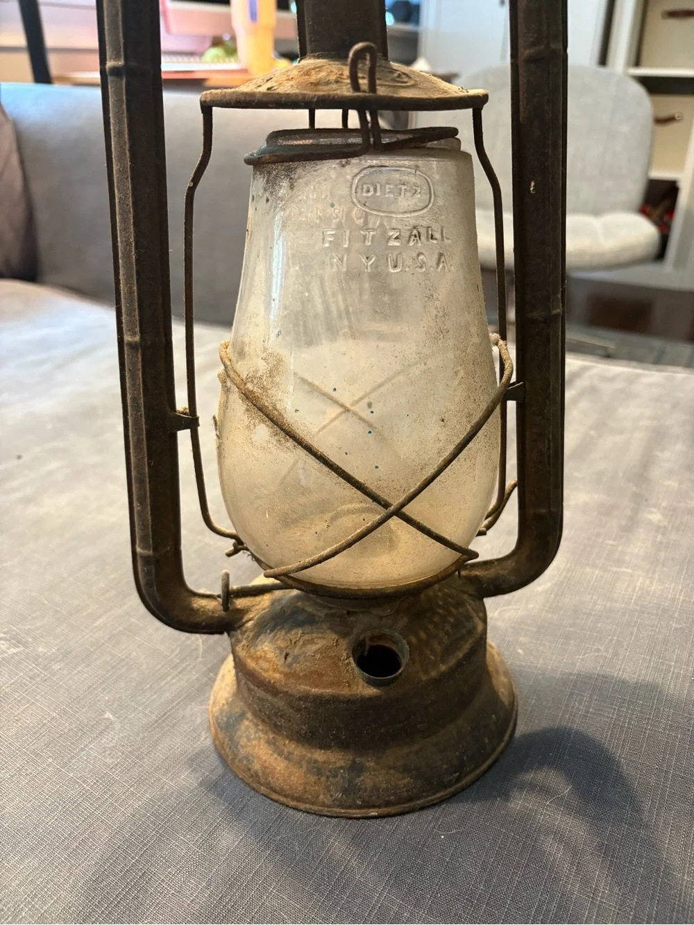 Vintage Metal Hurricane Lantern - Rustic Brown